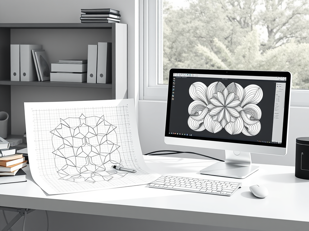 show-a-computer-desk-with-a-hand-drawn-quilt-pattern